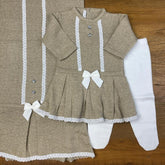 Vestido. Calça e Manta - Melissa - Amêndoa com Cristais Swarovski